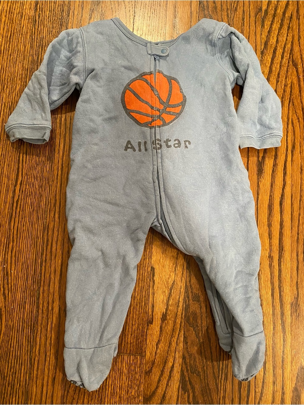 Life is Good All Star Blue Baby Basketball One-Piece Footed Pajamas 6-12 mths